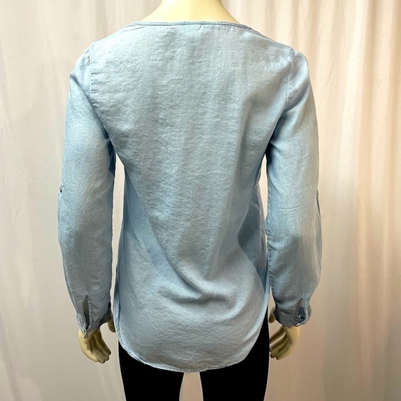 H&M Lightweight Chambray Blouse, Baby Blue,  Size 0 - Picture 4 of 10